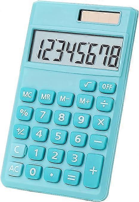 Mini Calculator, Battery and Solar Dual Power Desktop Calculator with 8-Digit LCD Display for Home School Kids and Office (Blue)