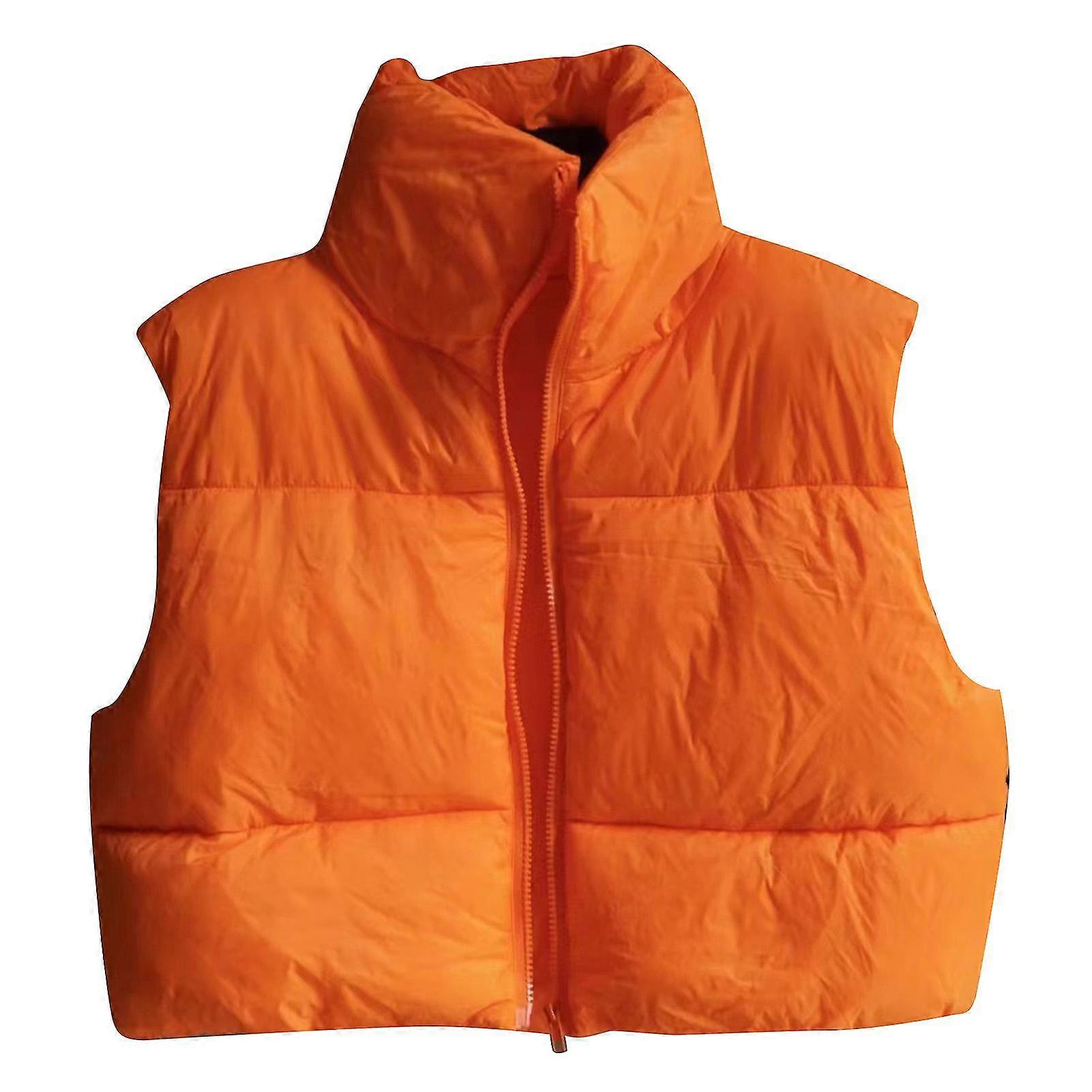 Femei de iarnă vestă scurtă stand guler fără mâneci reglabil drawstring tiv fermoar femei cald îmbrăcăminte exterioară