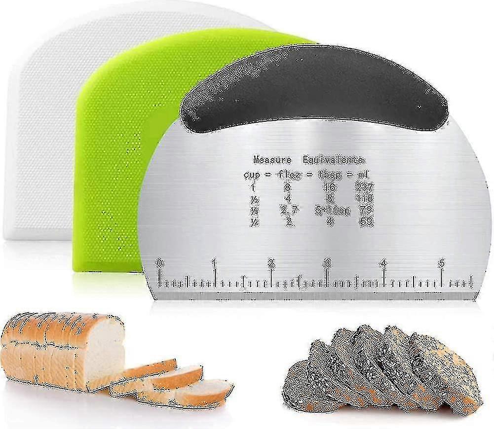 3 stykker deig kutter deig skraper kort, rustfritt stål deig kutter, deig