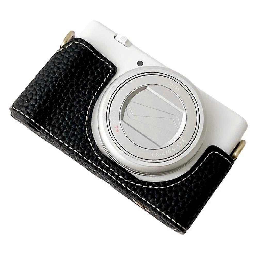 For Sony ZV-1 II/ZV-1M2/ZV-1F Litchi Texture PU Leather Camera Bag Bottom Case Easy to Replace Battery