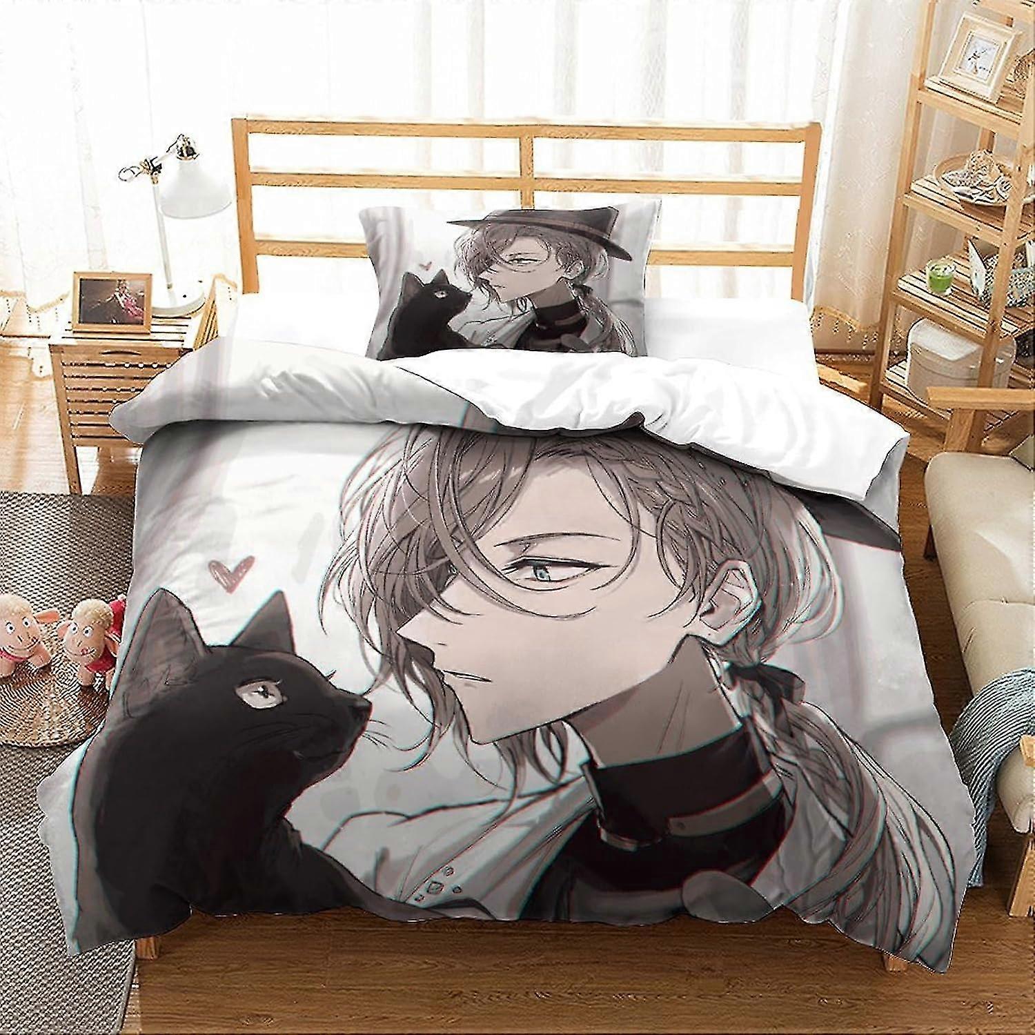 o5062 ملاءات السرير بونغو الضالة الفراش غطاء لحاف مجموعة شخصيات أنيمي مجموعة أغطية سرير لحاف مطبوعة ثلاثية الأبعاد للأطفال البالغين لا المعزي سرير مفرد شي