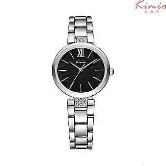 KIMIO Relojes de Acero Completo para Mujer Reloj de Lujo de Diamantes de Imitación Relojes de Pulsera de Cuarzo a Prueba de Agua Reloj de Vestir para Niñas Montre Femme