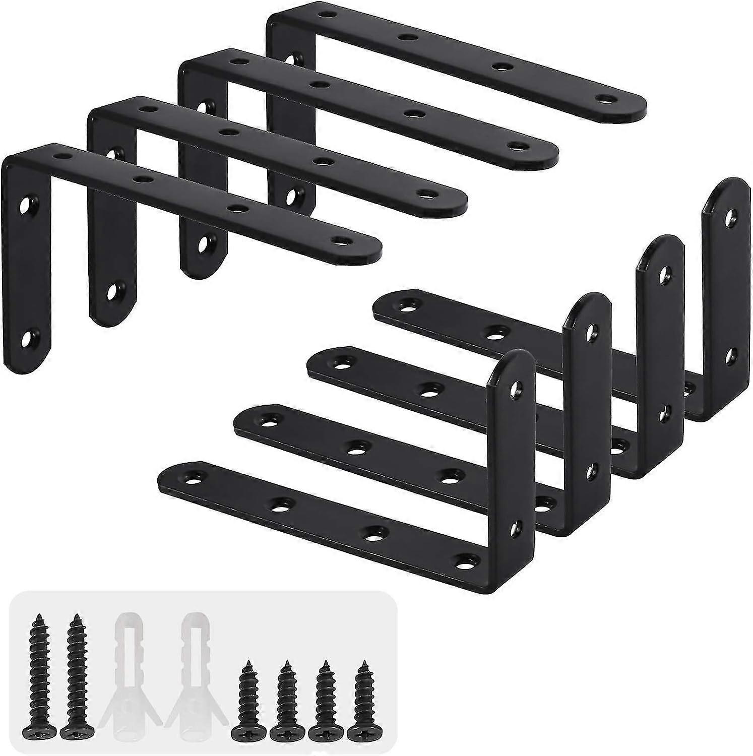 8pcs Wall Shelf Brackets With 48 Screws Wall Shelf Bracket L-shaped Bracket Fixing Bracket For Shelf Decor Kitchen Bedroom Hanging Furniture Cupboard