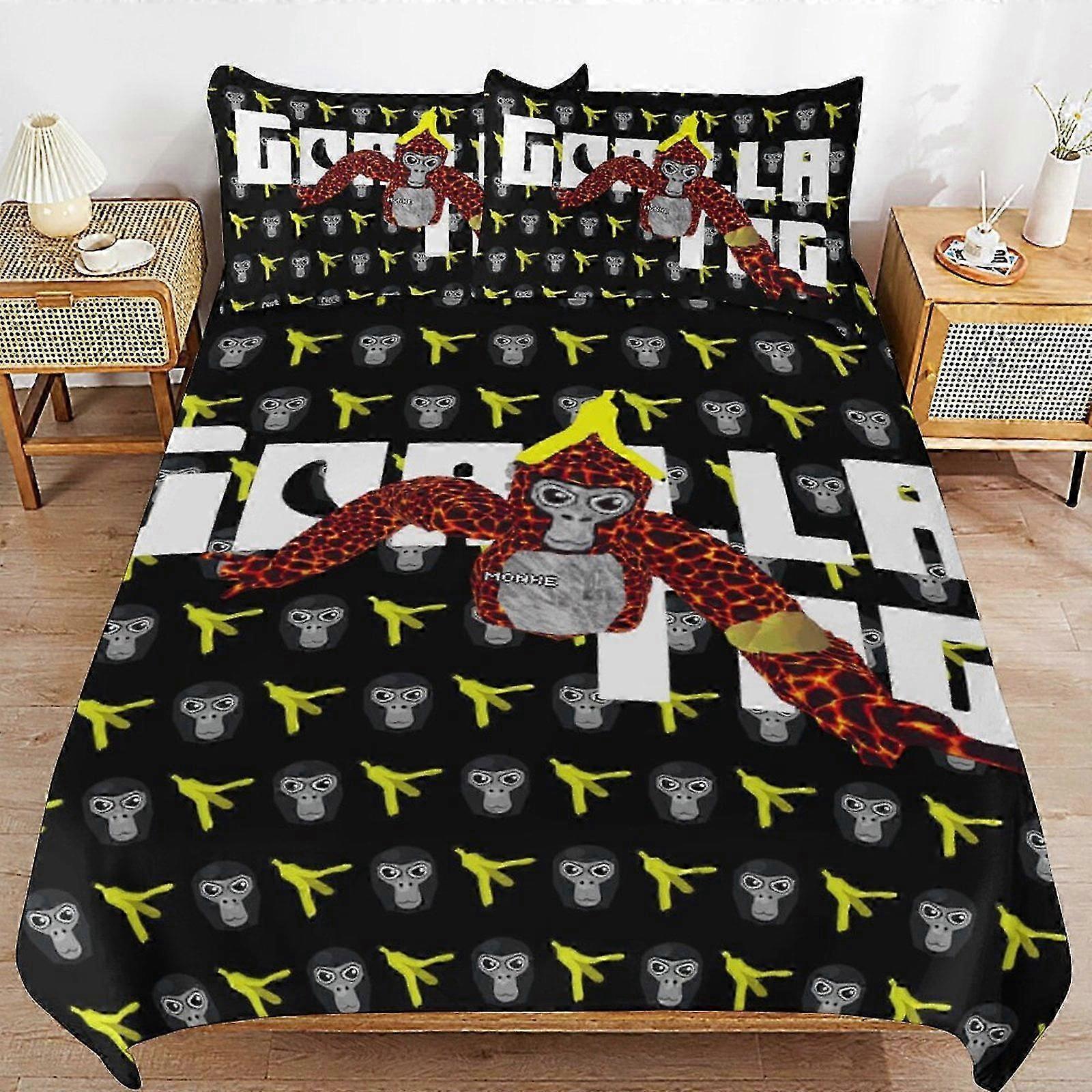 n984 Lençóis Gorilla Tag Conjunto de Cama Capa de Edredão Confortável e Leve Cartoon Bedding3 Peças (1 Capa de Edredão e 2 Fronhas) Lençóis 