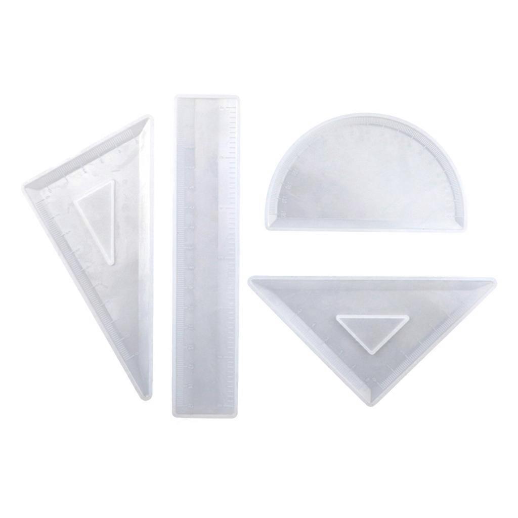 4 Types Resin Molds Handmade Stationery Straight Triangular Rulers Protractor