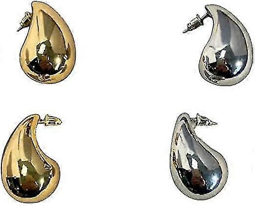 Tear Drop Silver Gold Trending Oversized Estilo Pendientes