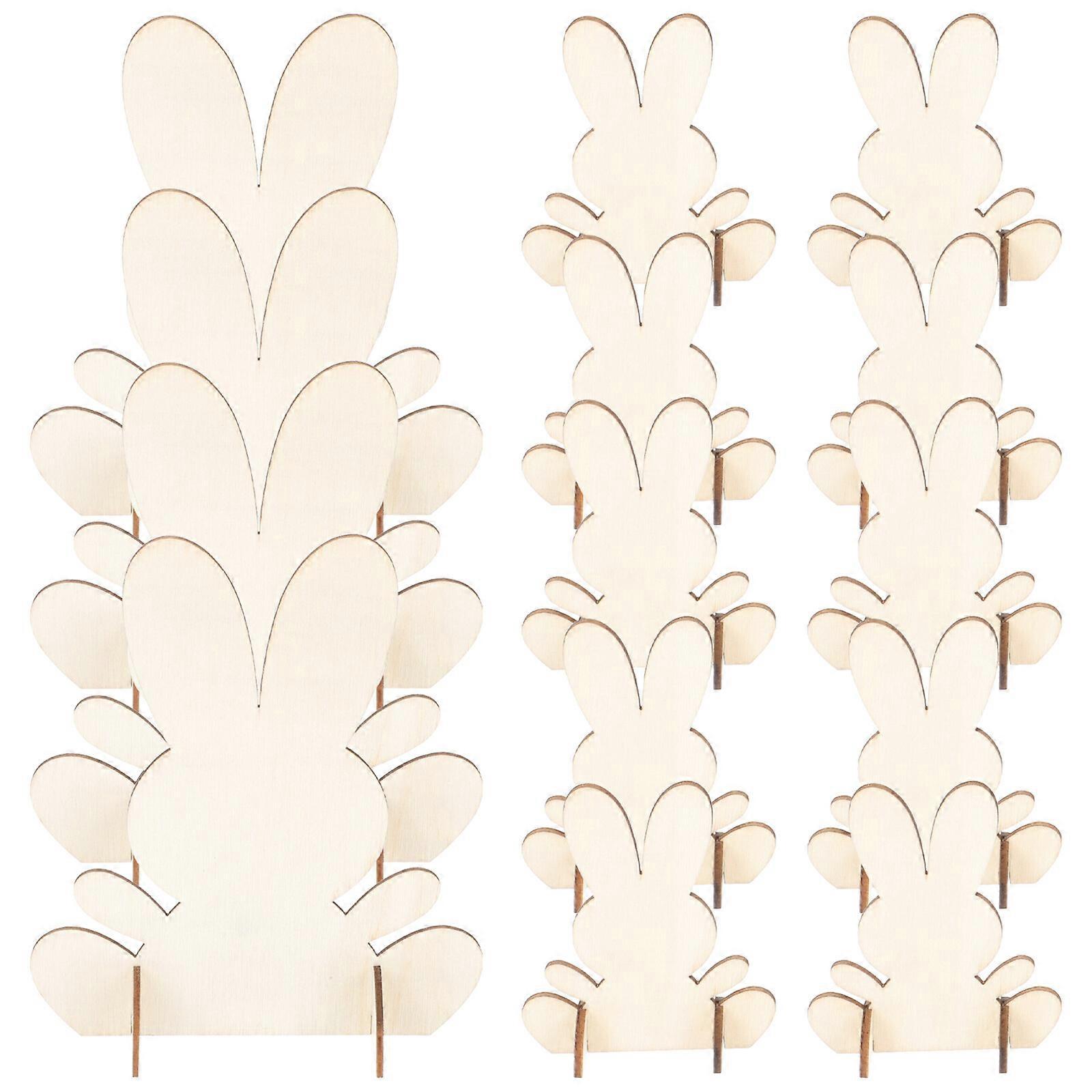 14pcs Easter Bunny Diy Decorations Rabbit Shape Wood Cutouts Easter Diy Props