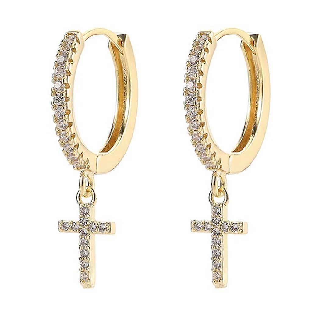 Hoop náušnice pro ženy Cross Dangle Drop náušnice měděné