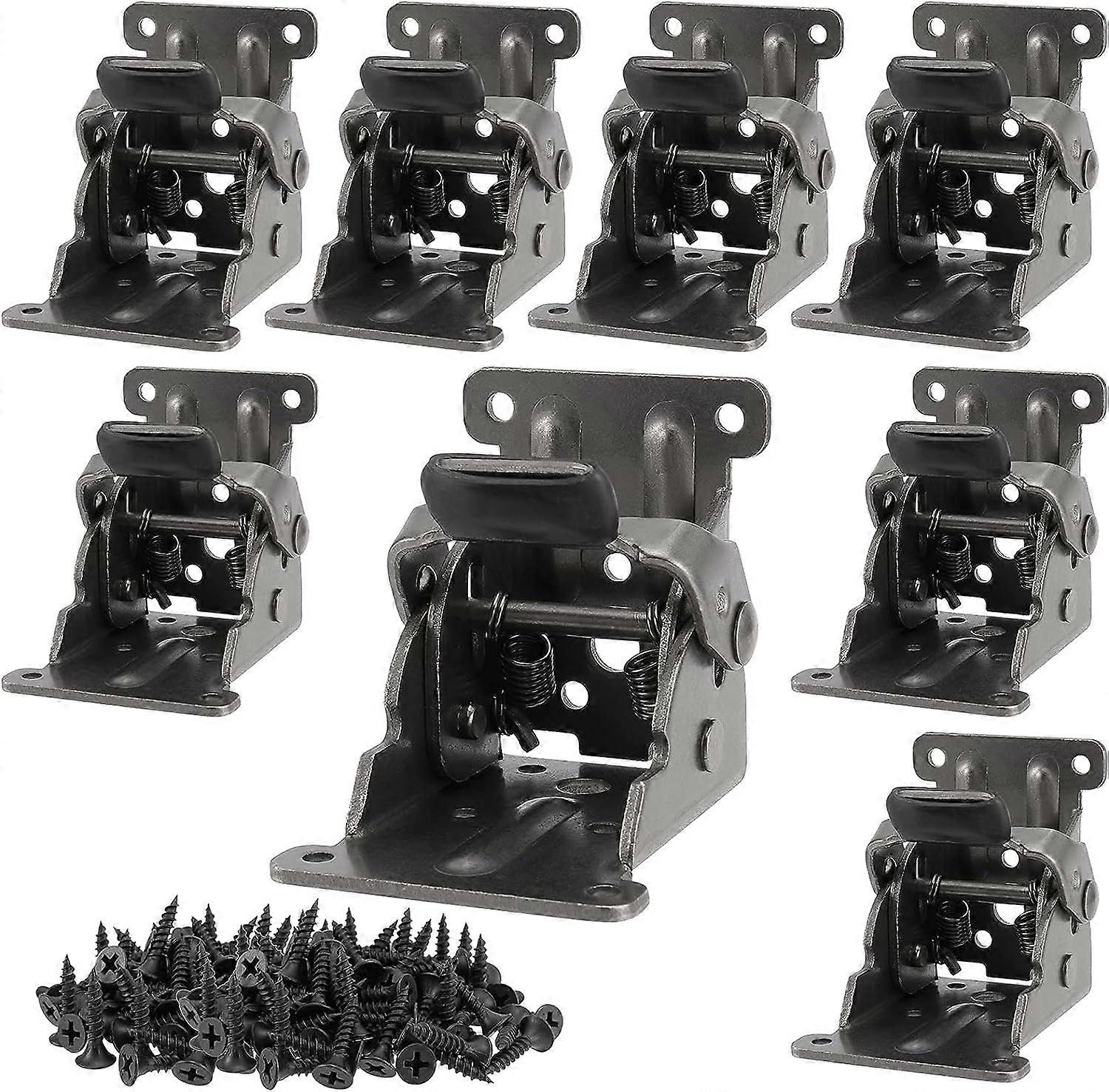 8 Pack Table Legs Foldable Hinges, 0-90 Degree Folding Locking Hinge, Lock Extension Support Bracket, with 88 PCS Screws, Black