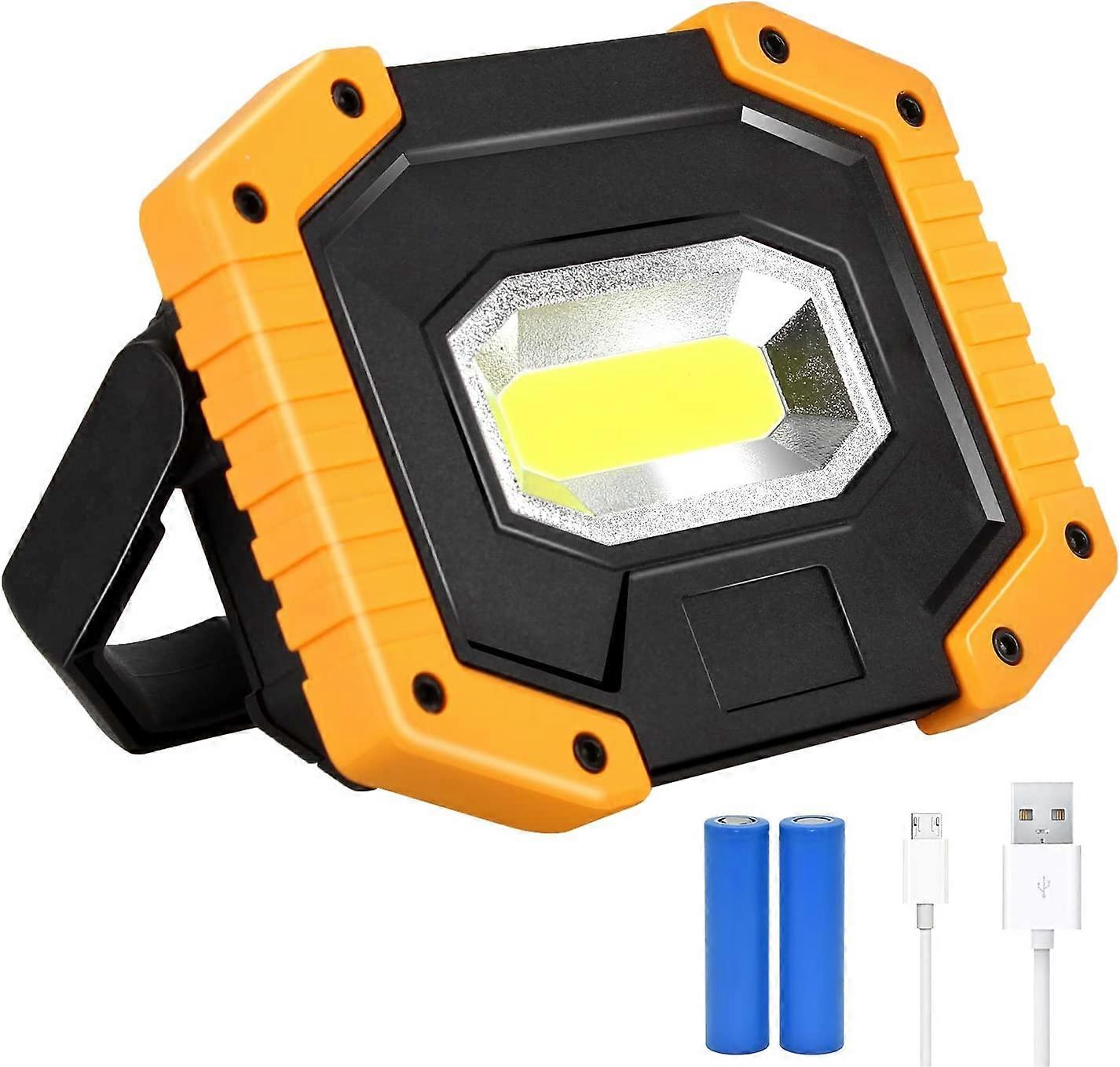 30W 2000LM Rechargeable LED Floodlight Work Light,2X 18650 Battery 3 Modes USB LED Spotlight(1pack)