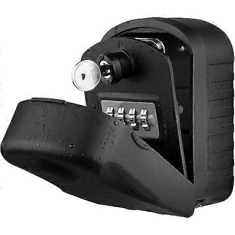 Wall Mounted Key Box - Large Outdoor Key Safe with 4 Emergency Codes Waterproof and Rustproof Black