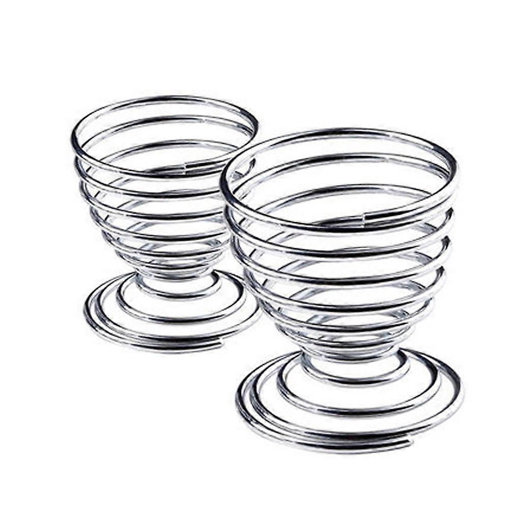 2Pcs Metal Spiral Spring Wire Tray Egg Cup Storage Holder Stand Kitchen Tool