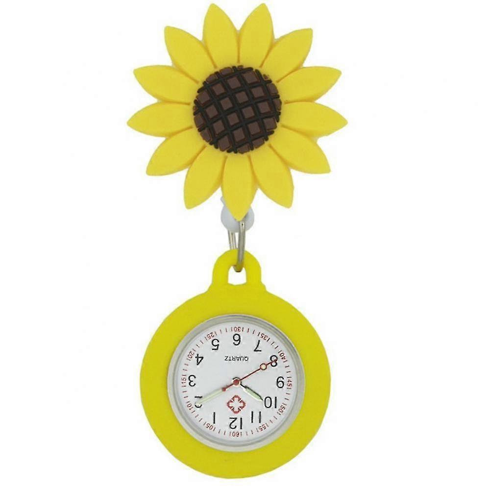 Love Heart Nurse Pocket Watch Beautiful Sunflower Sun Moon Cloud