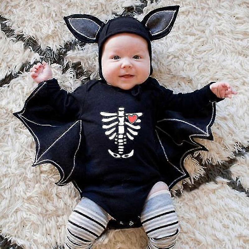 Baby Jumpsuit höst- och vinterkläder för babypojkar och flickor fladdermus långärmad Halloween kostymer
