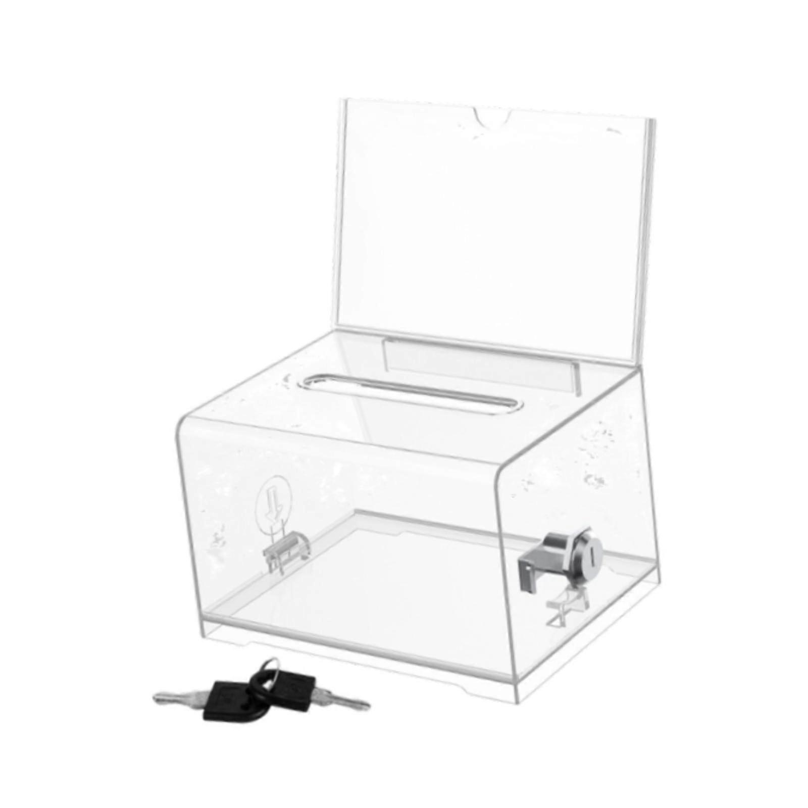 Business Card Collection Box Ticket Container for Business Reception Desktop Transparent