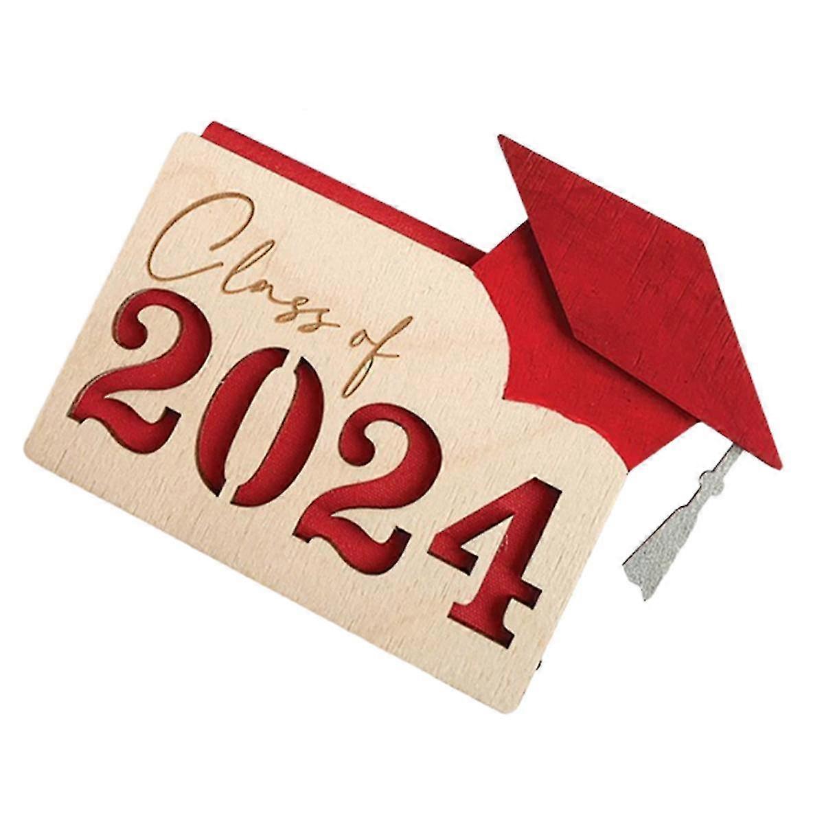 حامل بطاقة التخرج صندوق بطاقة الهدايا حاملي النقود حامل النقود الخشبي Grad DIY أطفال حفلة التخرج النقدية أحمر