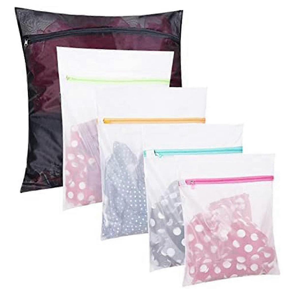 Set of 5 Mesh Laundry Bags-1 Extra , 2 Big & Medium for Blouse, Hosiery, Stocking, Underwear, Trave