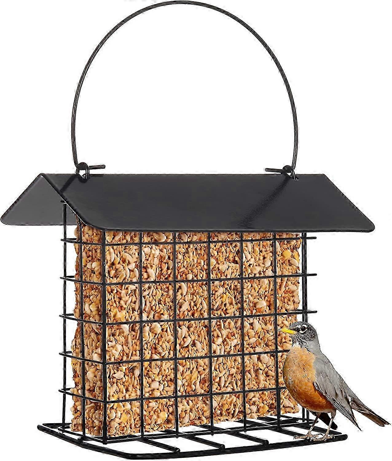 Yard Rust Resistant Coated Metal Hangable Hummingbird Feeding Container Cage Feeder