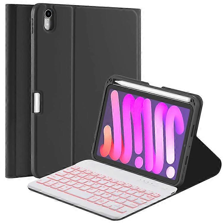 İPad mini (2021) için Uyumlu: Çıkarılabilir Manyetik Bluetooth uyumlu Klavye Tablet Standı, Kalem Tutuculu ve Arkadan Aydınlatmalı Kılıf