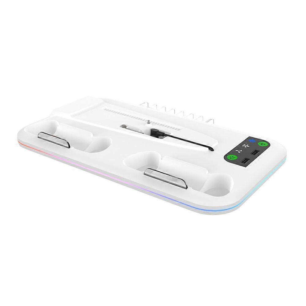 Gaming Console Cooling Base with Controller Charger Indicator Light Design Adjustable Vertical Cooling Stand Compatible PS5 Slim