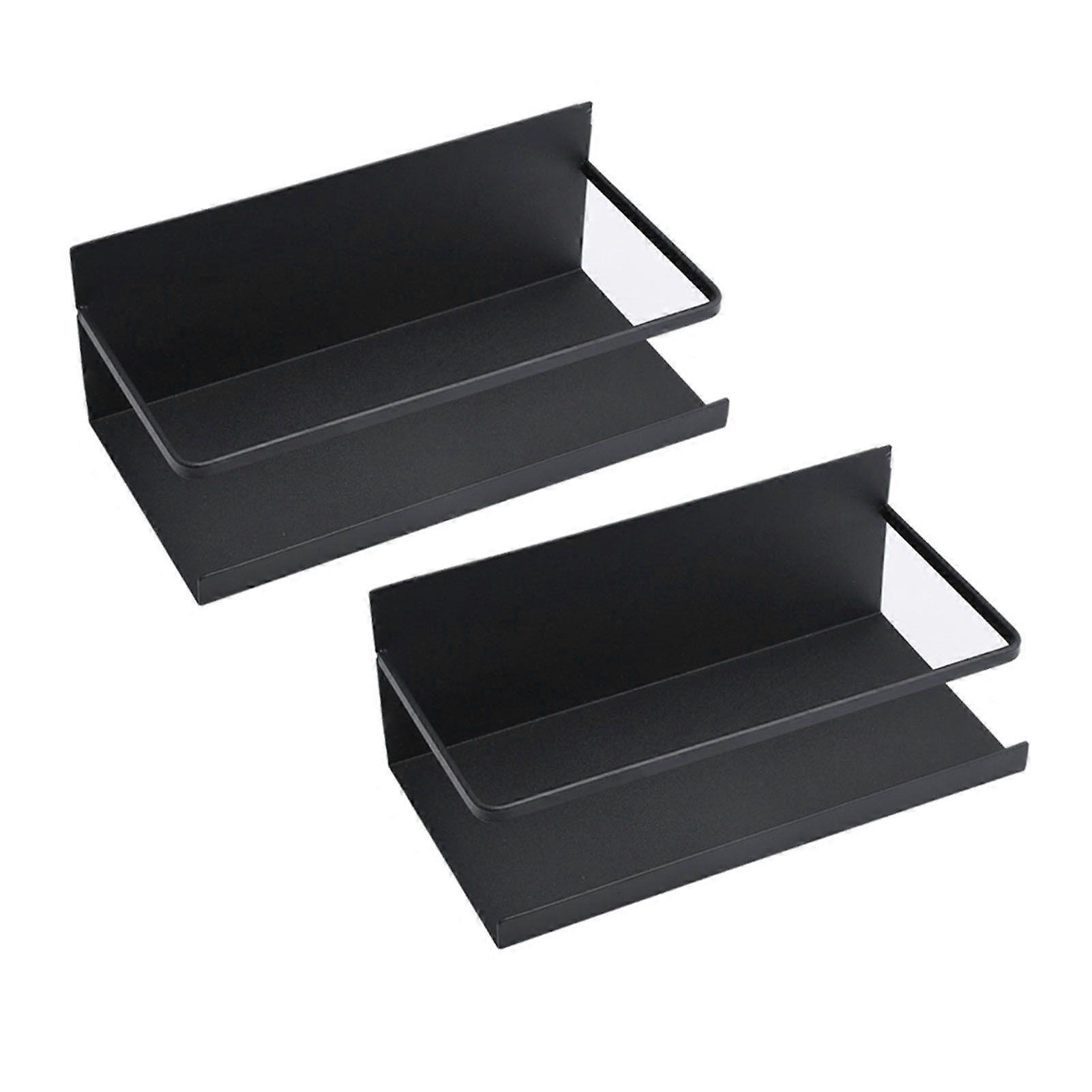 2pcs Magnetic Spice Rack Refrigerator Storage Rack Multi Function Kitchen Storage Shelves Rack Black
