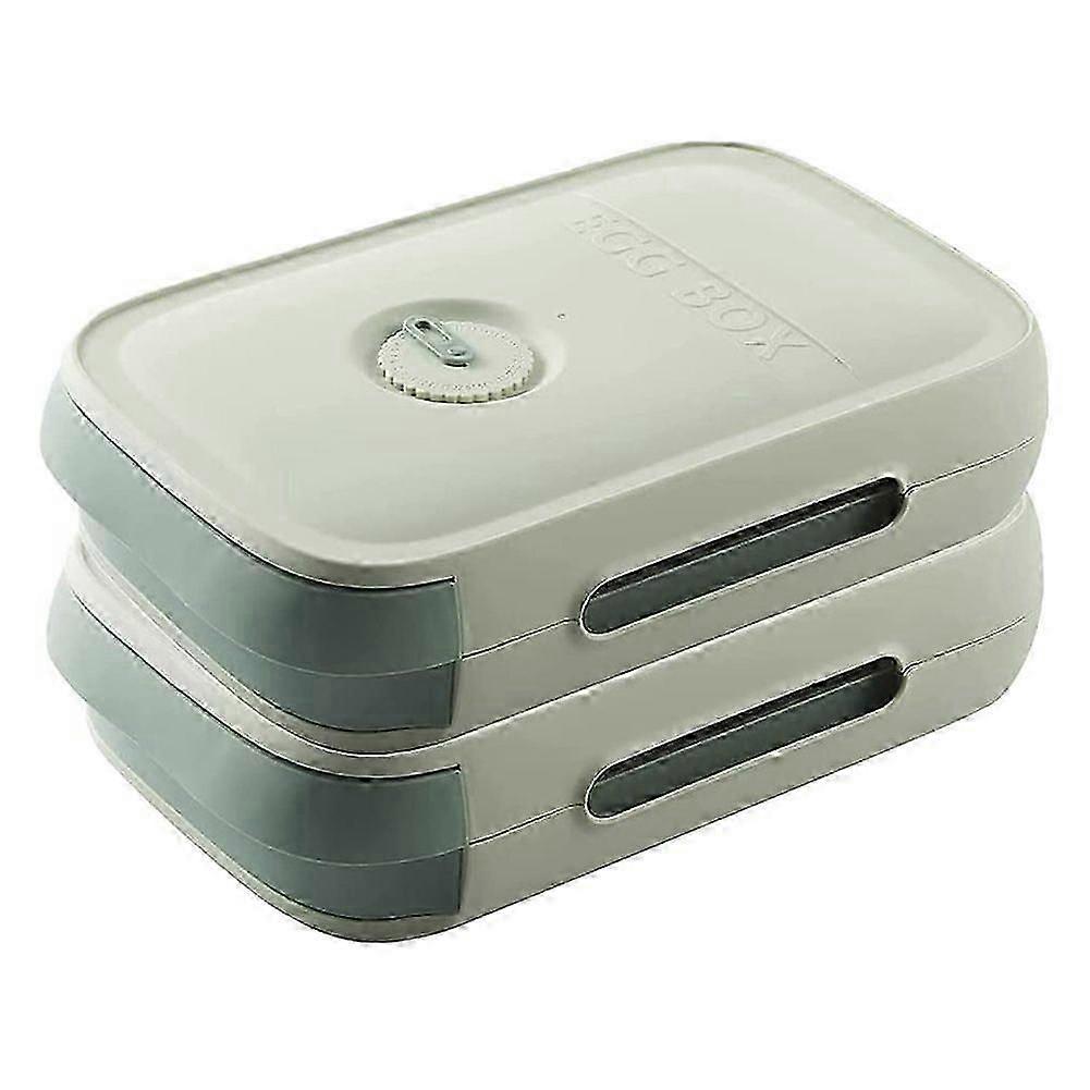 2 Pack Egg Storage Box,refrigerator Egg Trays Egg Holder Container With Date Reminder,for Kitchen Storage Tool(green)