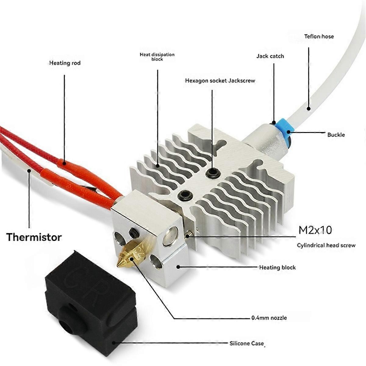 3D Printer Hot End Kit for -3 Neo/V2 Neo/Max Neo Hotend 24V 40W Thermistor 0.4mm Nozzle