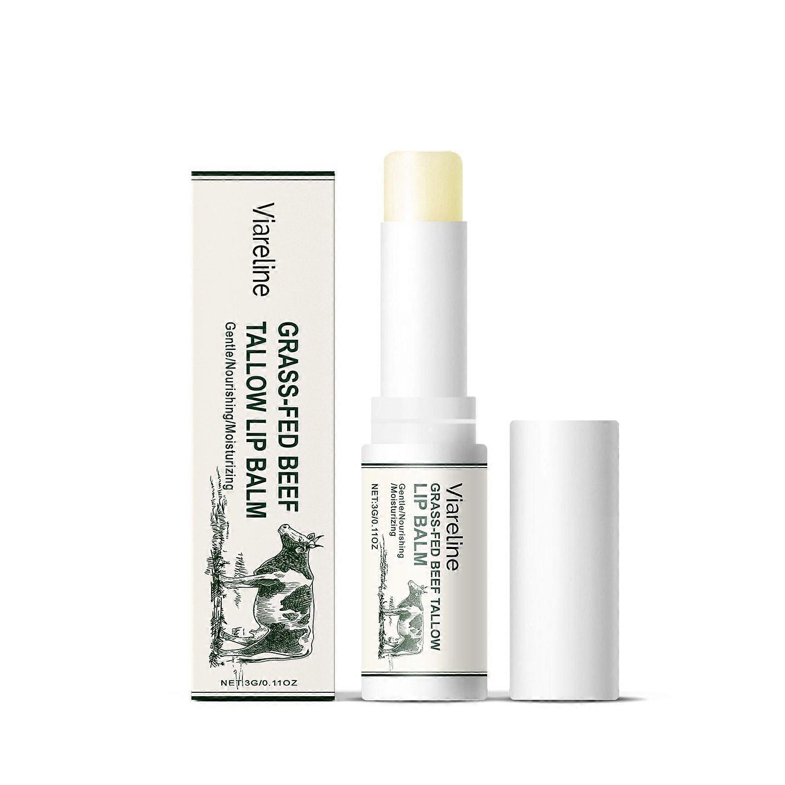 Natural Tallow Lip Balm, Tallow Balm, All Natural Unscented 100% Grass Finished Beef Tallow Chapstick Organic Moisturizing Hydrates Dry Lips Moisturiz