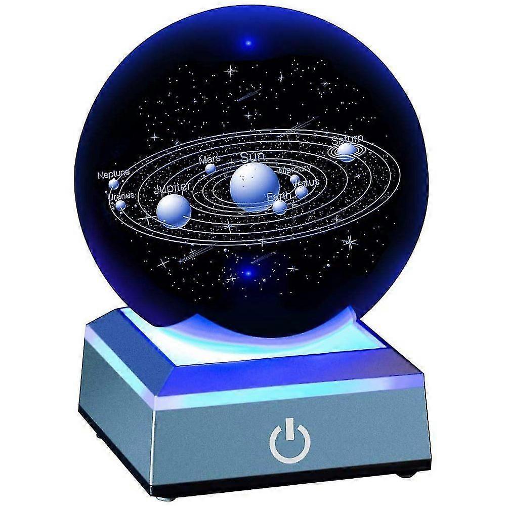 Solar System Crystal Ball Solar System With Touch Switch Led Light Base Cosmic Model With Planet Name