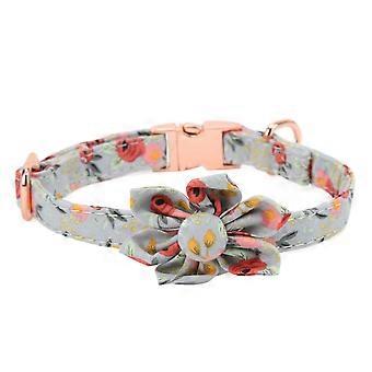 Flower Knot Pet Collar Cotton Breathable Dog Collar Adjustable Decorative Collar for Dogs and Cats Petals StyleBroken Flower Green S
