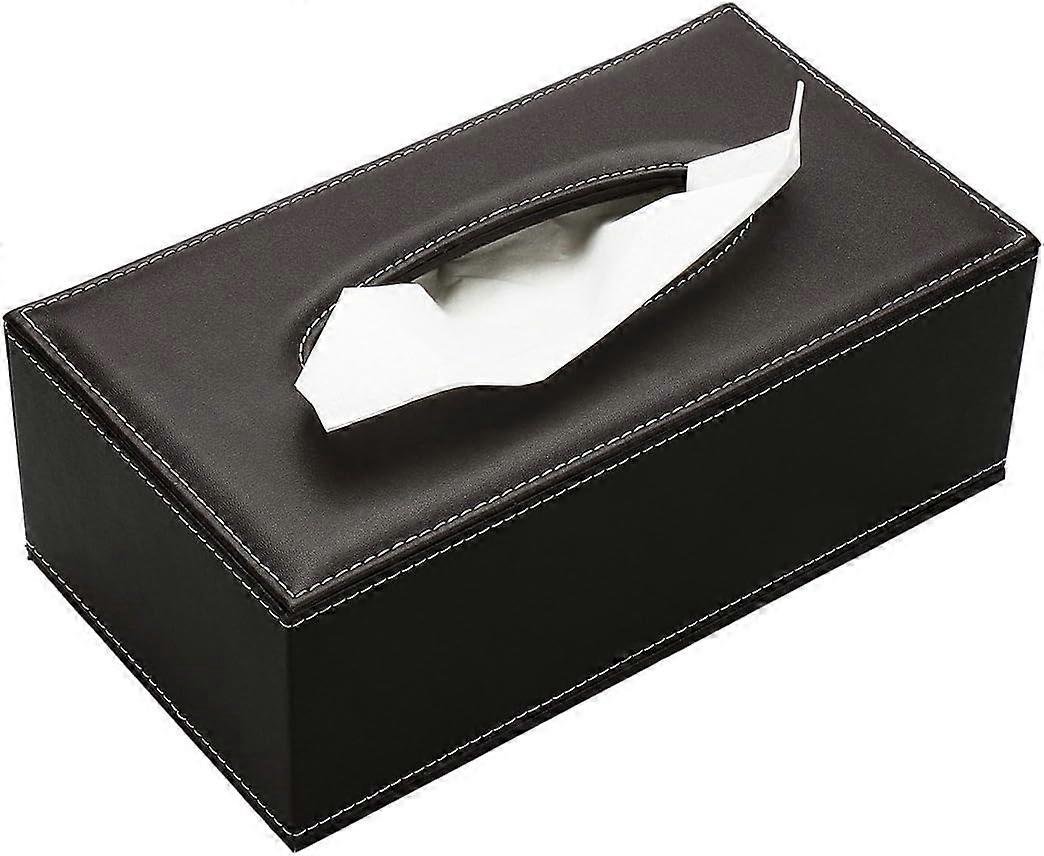 Taschentuchbox aus Leder, Taschentuchspenderbox für Zuhause und Auto, Dekoration – Schwarz (groß, getigert)