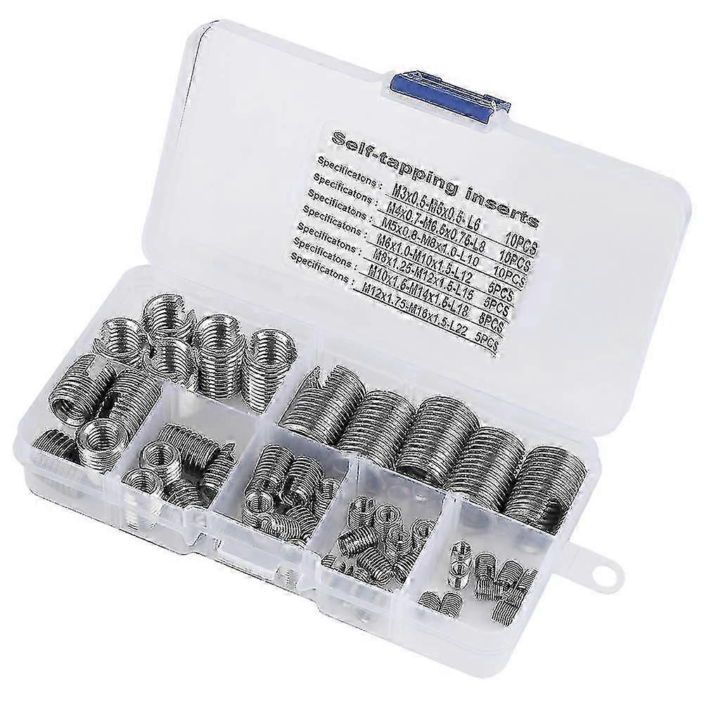 50pcs Quick Thread Insert, Stainless Steel Inner Thread Self Tapping Thread Thread Inserts Thread Set Reinforce M3-m12 Repair Tool With Rangem Case