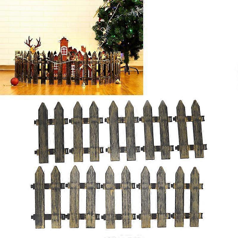 10pcs Miniature Fence Lifelike Rustic Decorative Plastic Small Fence Ornament for Hotel Shopping Mall Christmas Tree