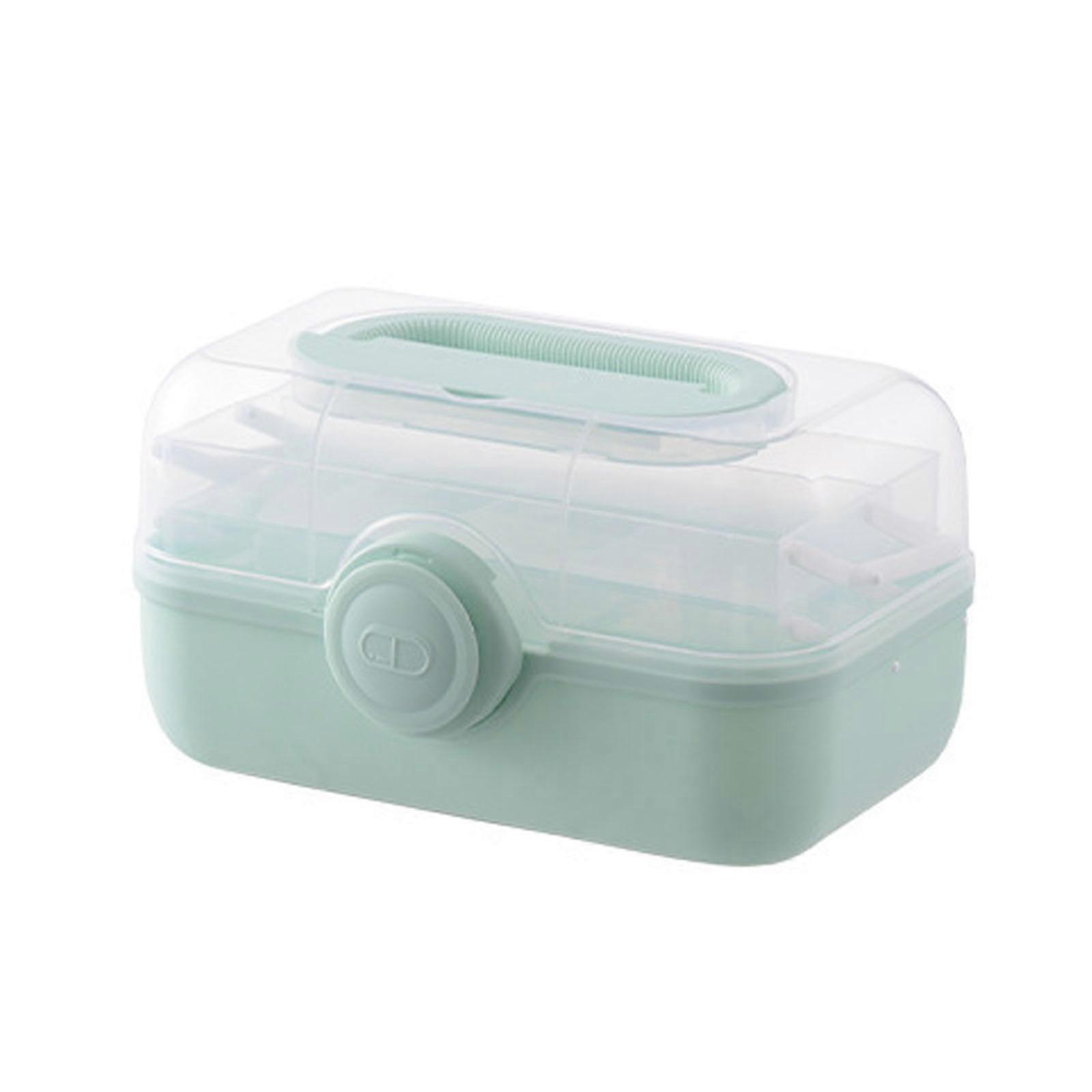 3-layer folding tray medicine box with removable handle