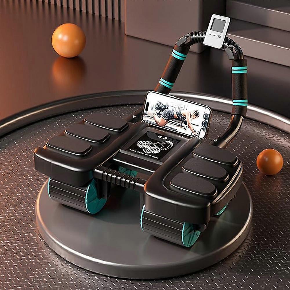 Ab Wheel Roller With Elbow Support - Automatic Rebound Abdominal Wheel Roller, The Upgraded Four-Wheel Abdominal Wheel Core Workout Equipment