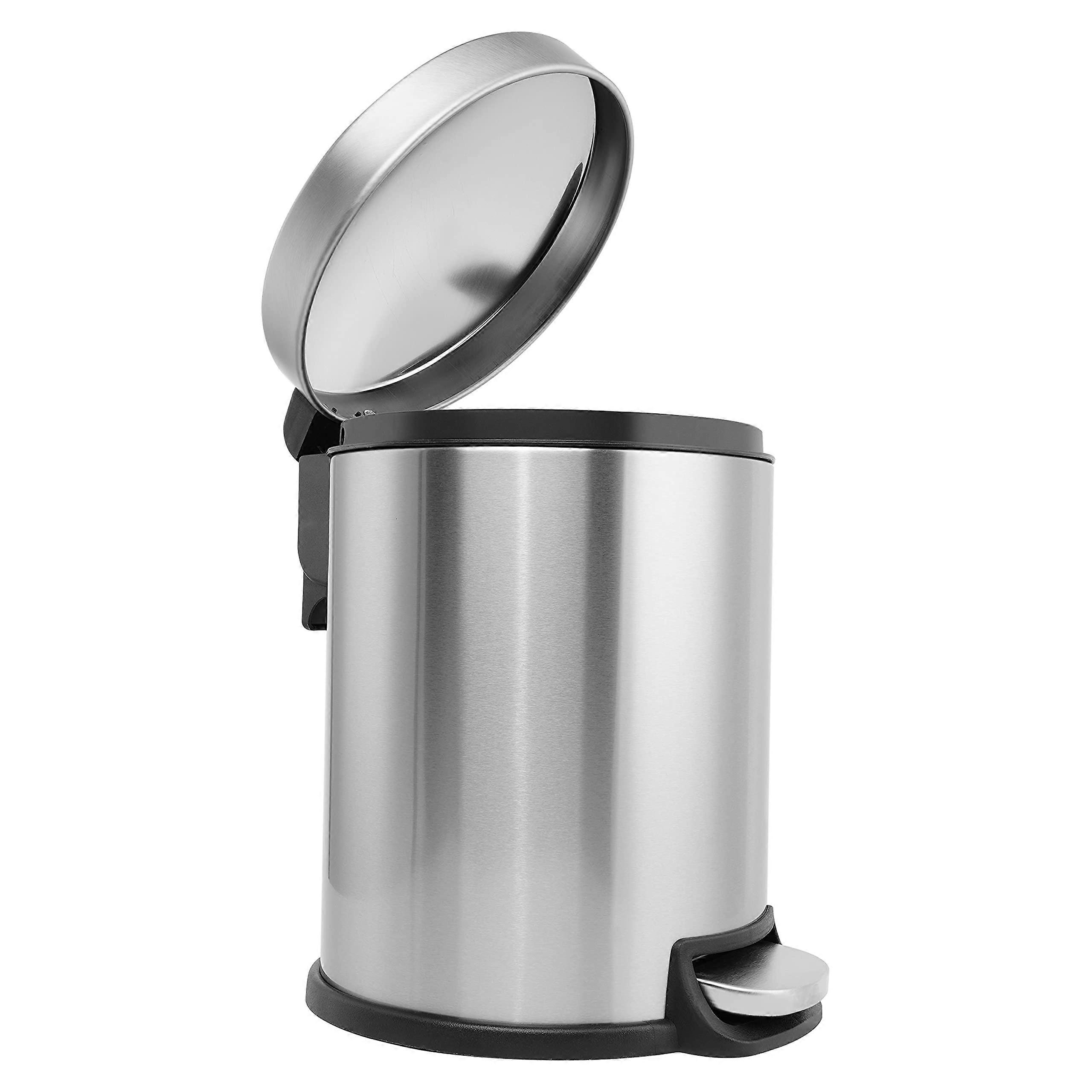 1.32 Gallon Stainless Steel Pedal Trash Can with Soft Close Lid and Fingerprint-Resistant Finish for Home Use