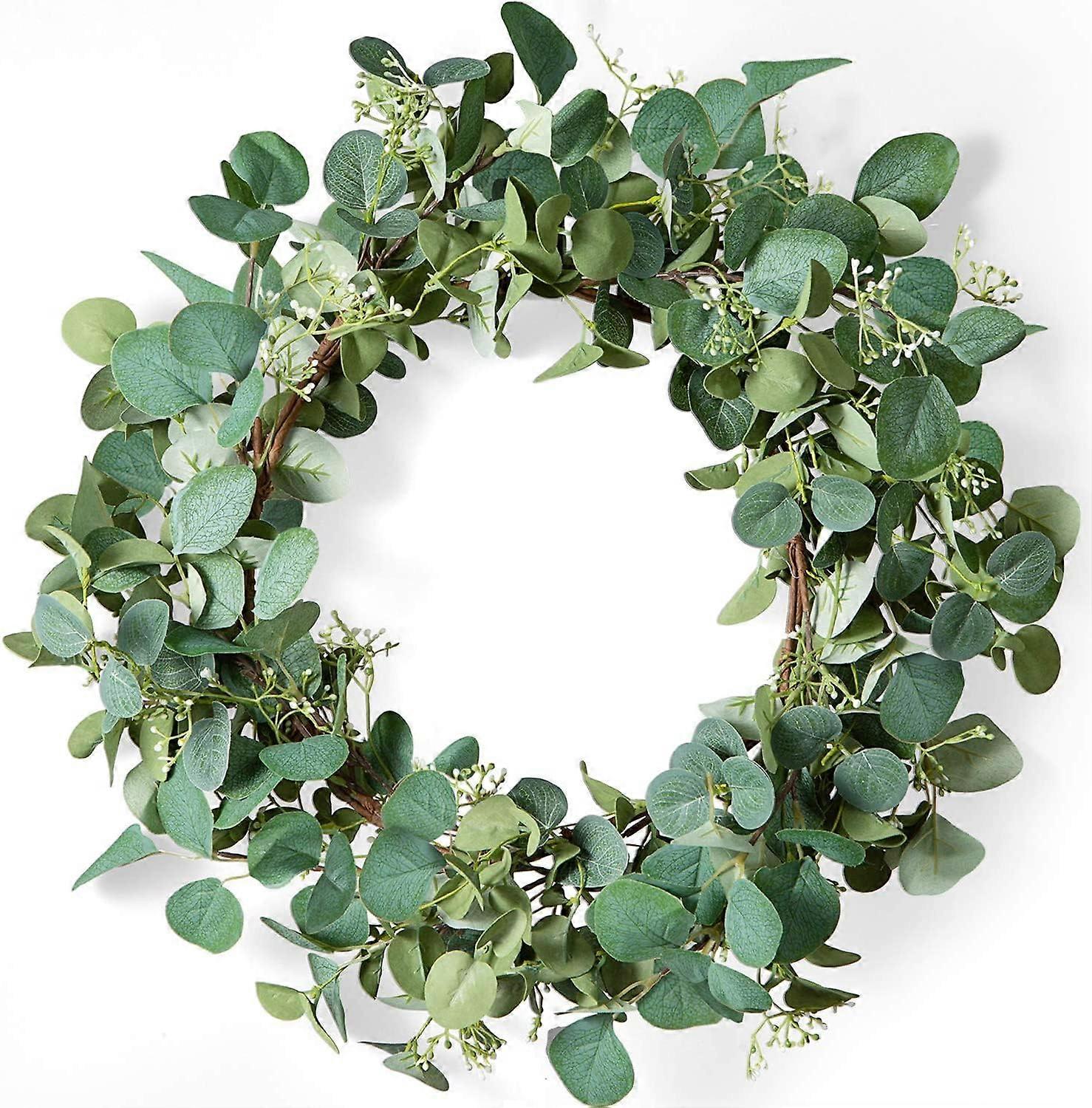20-Inch Eucalyptus Wreath with Berries - Spring Summer Front Door Decor, Artificial Greenery for Home Decoration