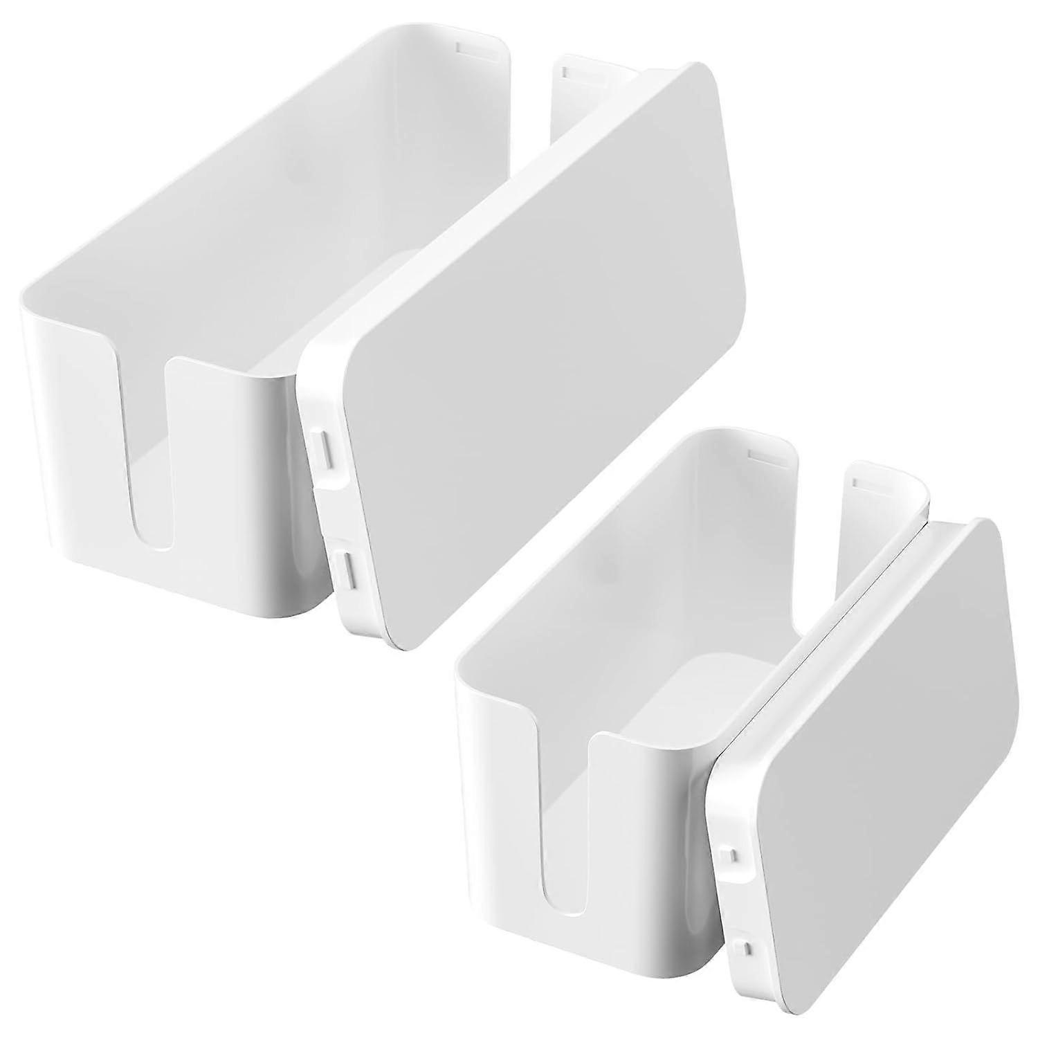 Set of 2 Cable Cover Boxes, Power Strip Covers, Plastic Electrical Cable Storage Boxes, Medium and Small, White