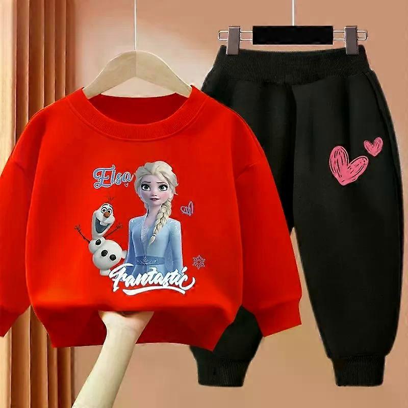 DISNEY Frozen Elsa Baby Girls Clothing Sets Spring Autumn New O Neck Hoodies Pant Two Piece Suit for Children Thin Tracksuit