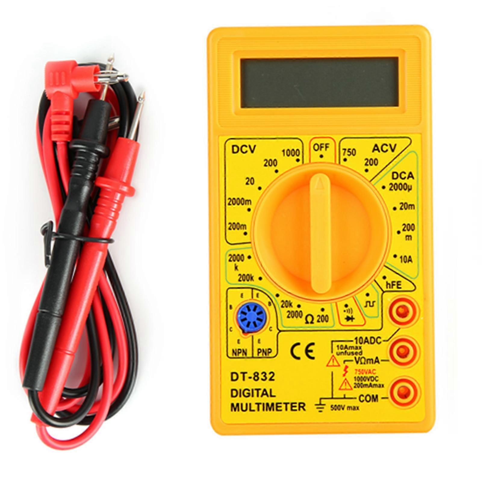Rankomu AC/DC Voltage Tester Multimeter Handheld Pocket Digital Multimeter, AC/DC Voltage Current Resistance Tester with Buzzer, Yellow, Compact