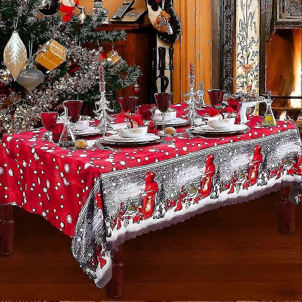 Large Washable Red Christmas Tablecloth (180 X 150cm) for Dining Tables