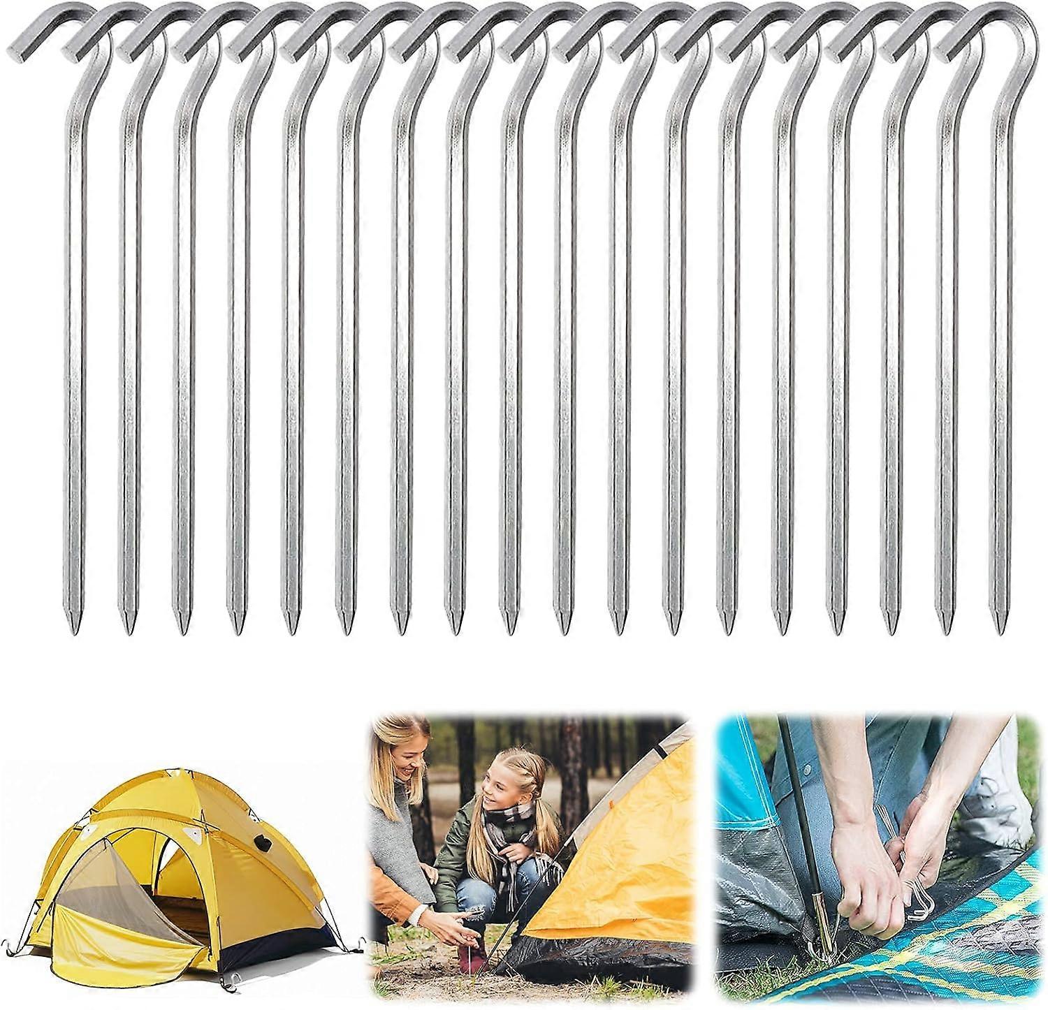 Strong Holding Power Tent Pegs, Wide Application for Outdoor Activities, Aluminum Alloy Stakes with Sharp Point for Easy Ground Insertion (18 Pieces)