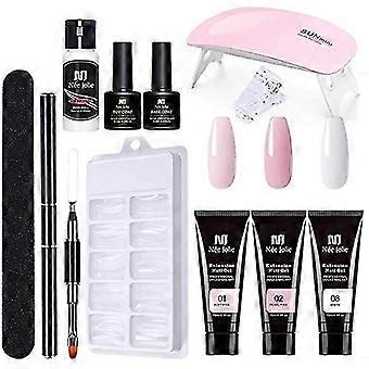 Starter Kit Gel Nail Polish Kit with U V Light - Quick Nail Extension Gel Builder Professional Poly Nail Gel Kit for Star_Special Gift