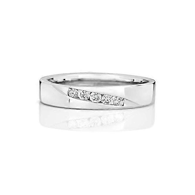 Wedding Band 9ct White Gold Diamond Wedding 5D Crossover 4.0mm Ring RD708W