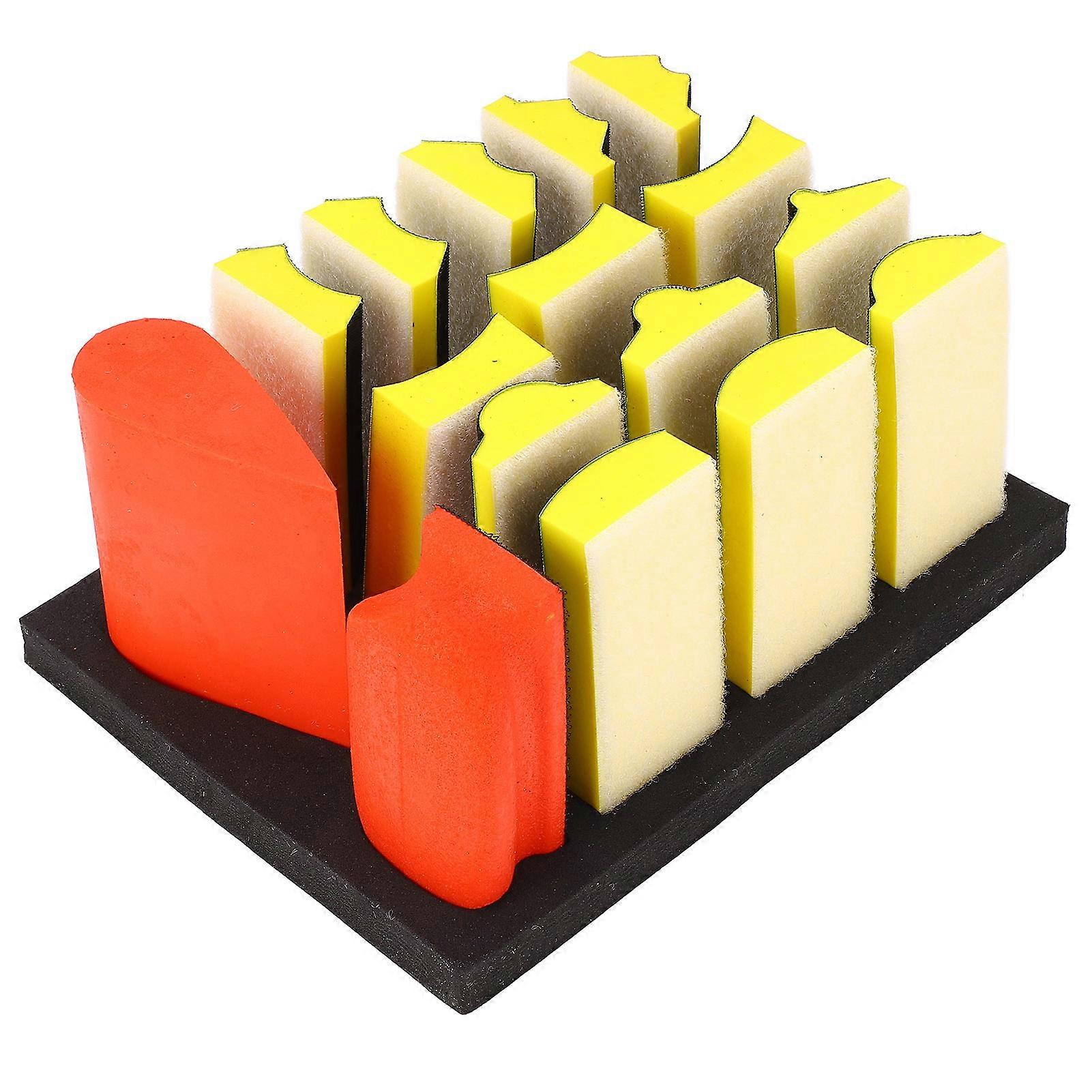 16PCS Hand Grinding Blocks Self Adhesive Groove Curved Surface Polishing Block for Woodworking