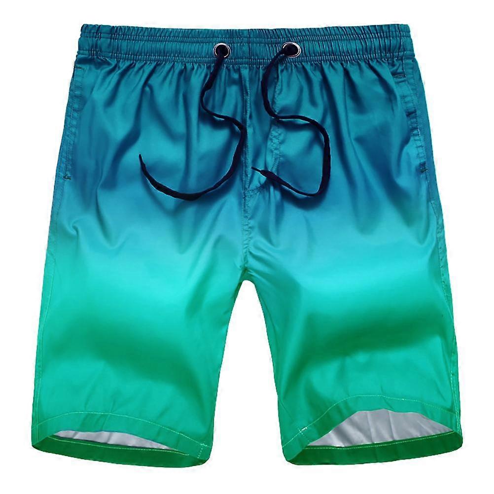 Men's Gradient Shorts Drawstring Beach Pants Quick Drying Swim Trunks