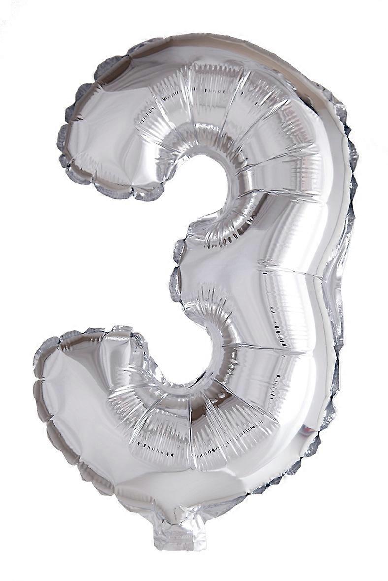Ballon nummer 3 Sølv 86 cm