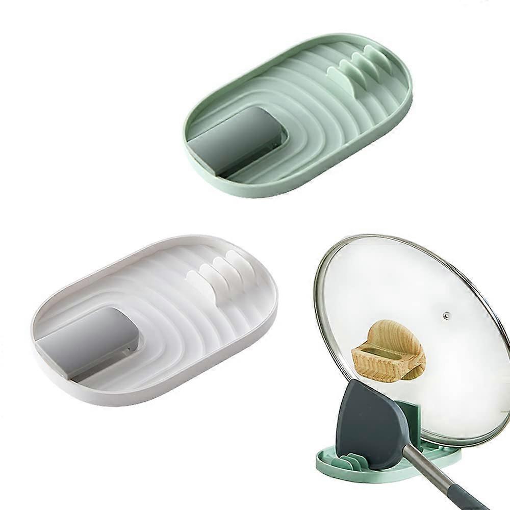 Multifunctional Spoon Rest Set, 2PCS Foldable Pot Lid Holder and Utensil Stand for Stove Top Kitchen Use, Heat-Resistant Rack
