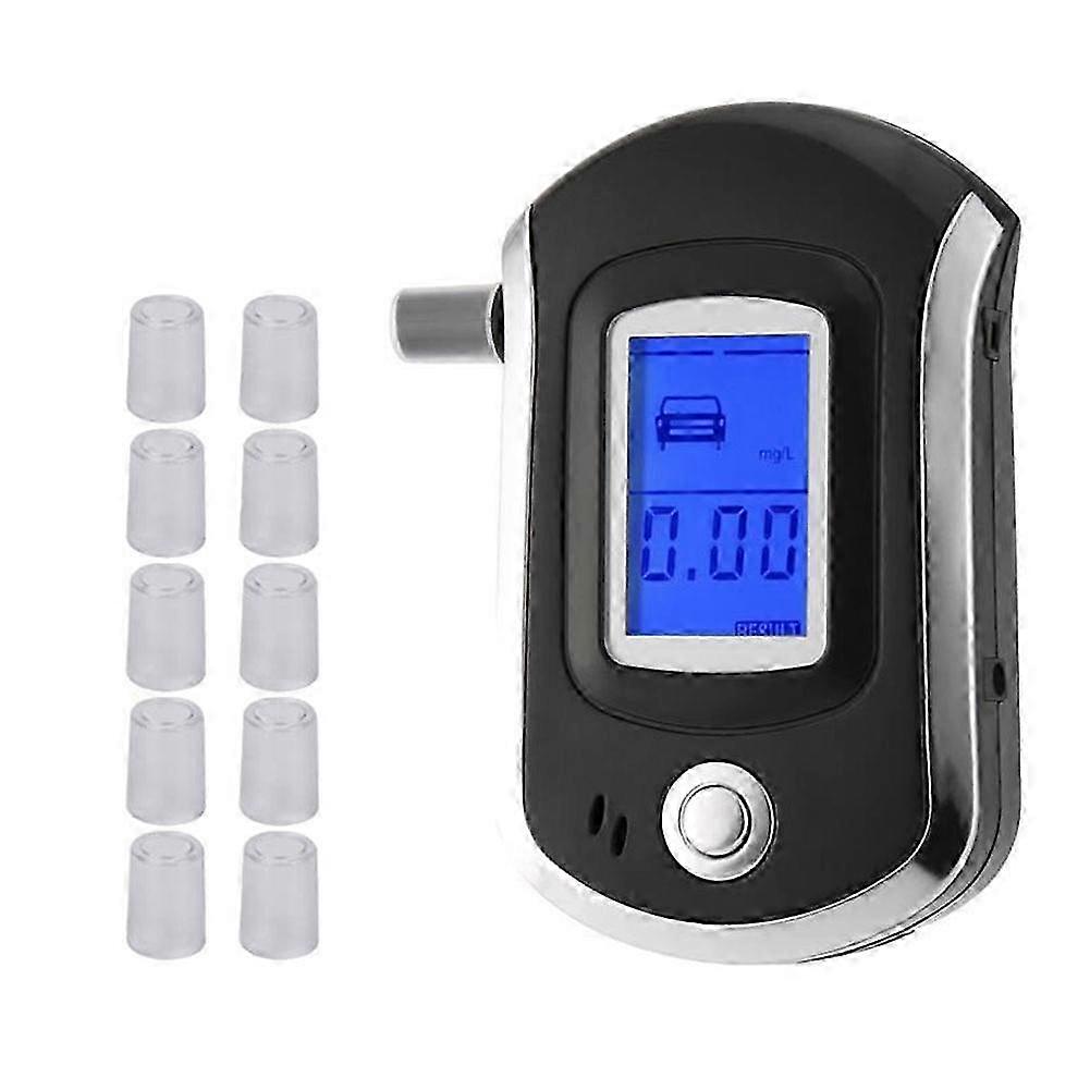 AT6000 Alcohol Tester with 10 Mouthpieces Professional Digital Breath Breathalyzer with LCD Display YY