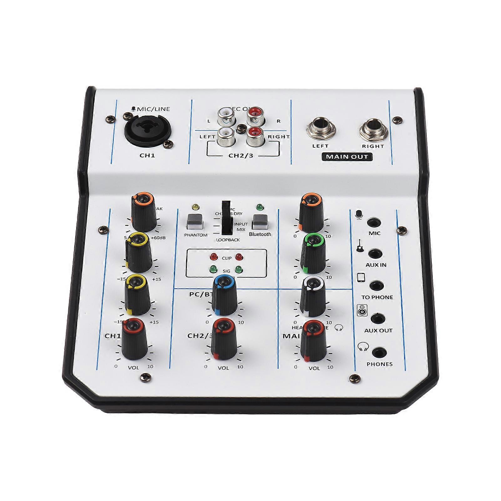 Audio Mixer 3-Channel Mixing Console 48V Phantom Power for Home Studio Recording DJ Network Live Broadcast Type-C Power Supply XLR/6.35mm/3.5mm Conne